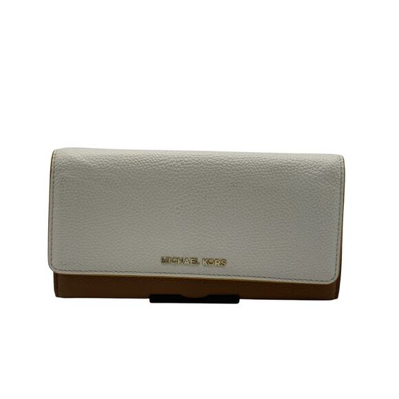 Michael Kors Handbags - RETAIL $298 Michael Kors Leather Snap-Front Wallet*Pebbled Leather*White/Yellow*